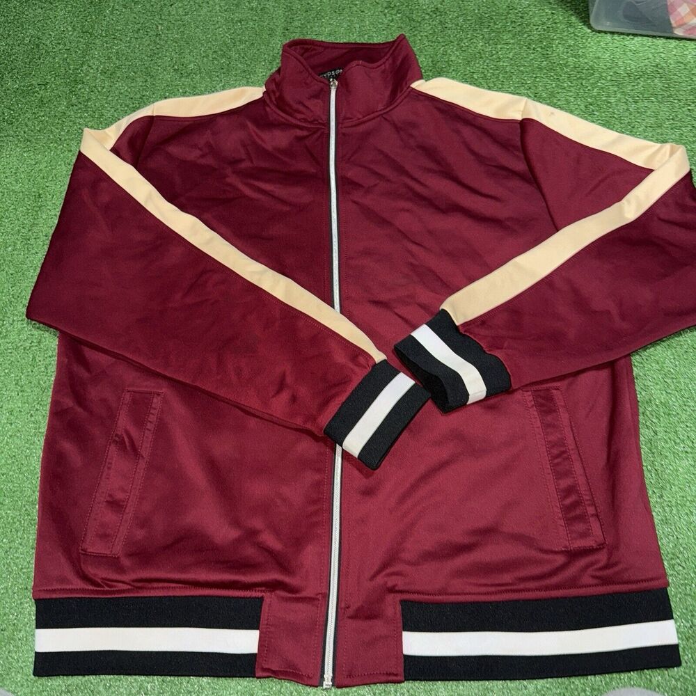 Hudson Outerwear Men’s Zip Up 2XL Track Long Sleeve Jacket Burgundy